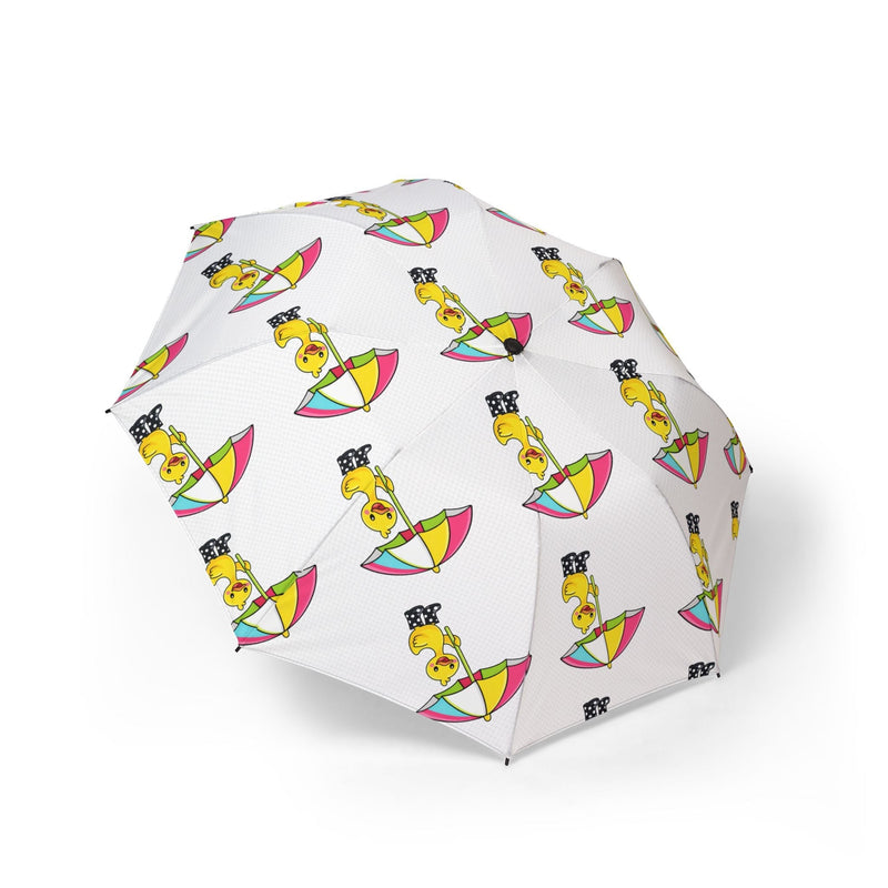 Foldable Umbrella — Cute Yellow Duck with Rainbow Beach Umbrella Pattern for Animal Friends collection