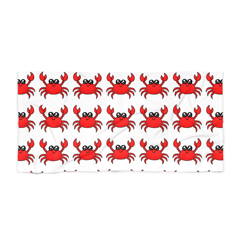 Cute Red Crab Pattern Beach Towel – Tropical Coastal Summer Print for Coastal & Crab collection