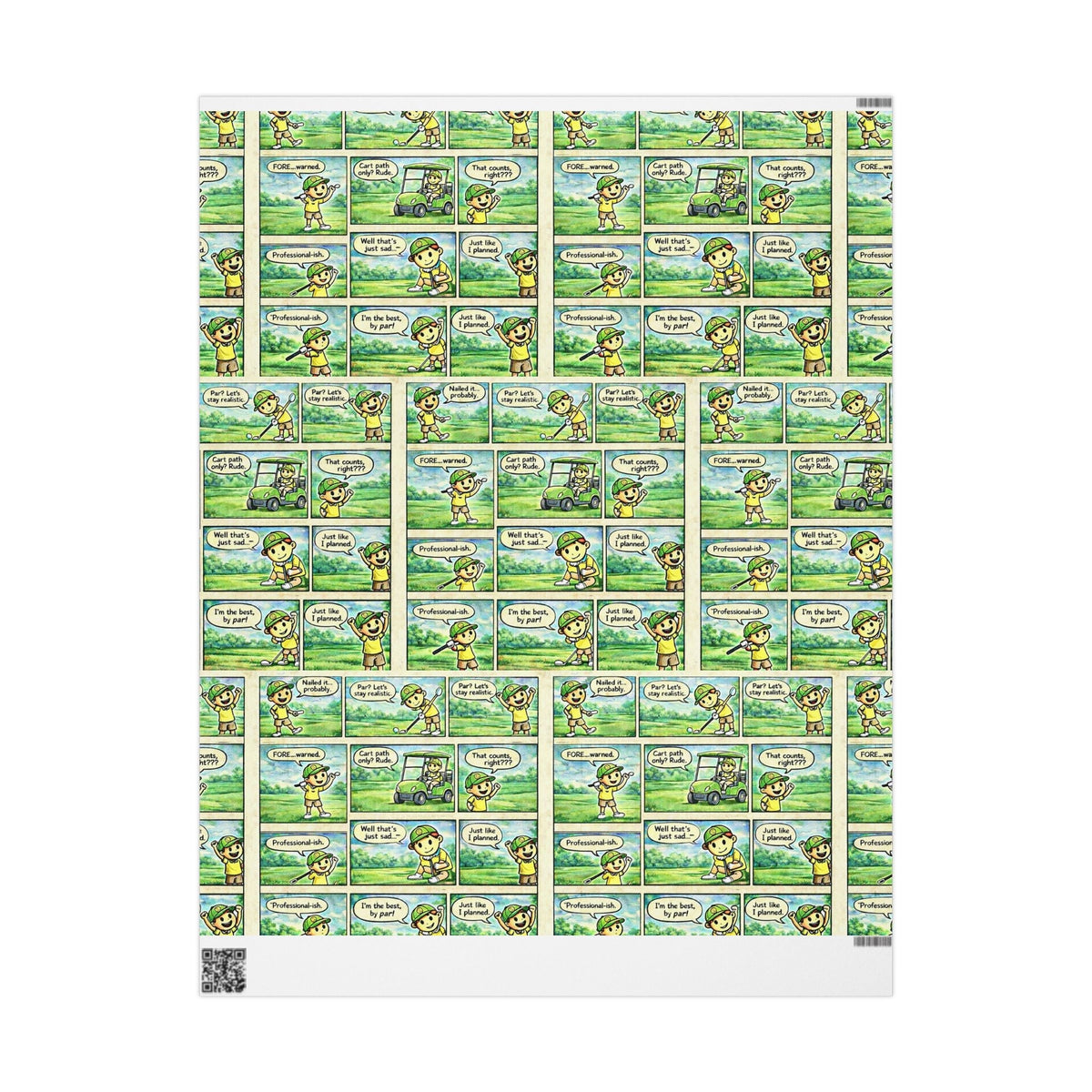 Comic Golf Wrapping Paper — Whimsical Kids Birthday Gift Wrap for Golf Gifts collection