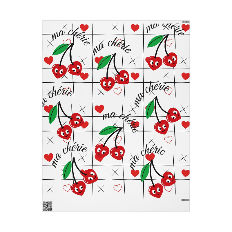 Cherry 'Ma Chérie' Wrapping Paper — Romantic Heart Pattern Gift Wrap for Love & Valentine's collection