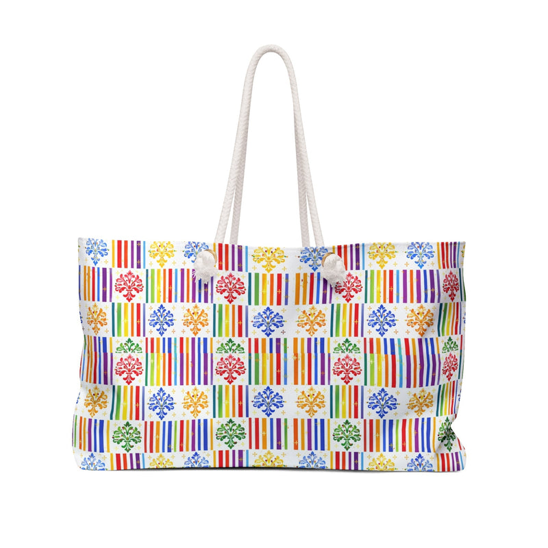 Colorful Striped Floral Weekender Bag – Large Travel Tote for Beach & Weekend Getaways for Travel & Adventure collection