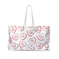 Valentine Conversation Hearts Weekender Bag — Cute Red Heart Candy Print