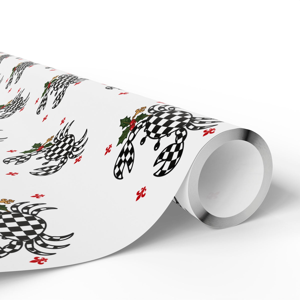 Cajun Christmas Checkered Crab Wrapping Paper-7