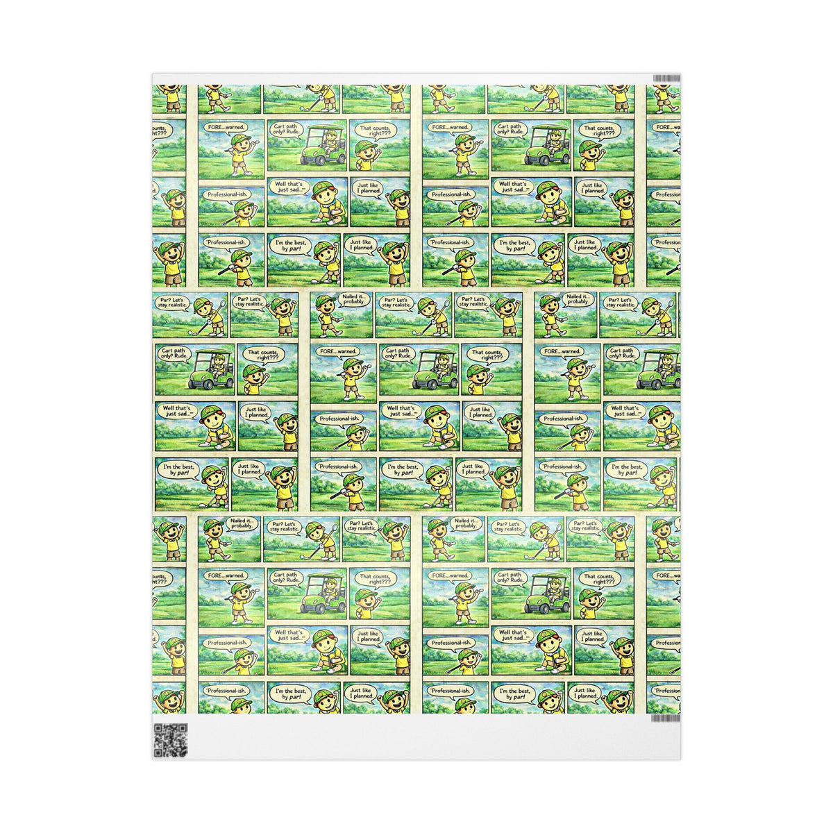 Comic Golf Wrapping Paper — Whimsical Kids Birthday Gift Wrap
