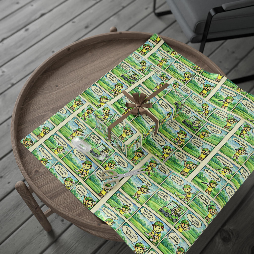 Comic Golf Wrapping Paper — Whimsical Kids Birthday Gift Wrap