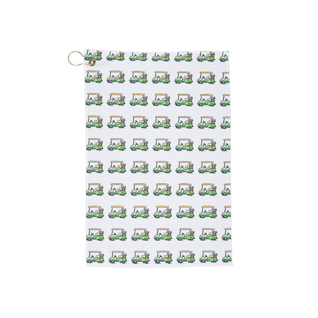 Golf Cart Pattern Golf Towel — Microfiber Club Towel with Grommet & Clip