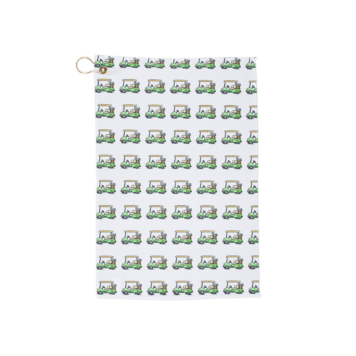 Golf Cart Pattern Golf Towel — Microfiber Club Towel with Grommet & Clip
