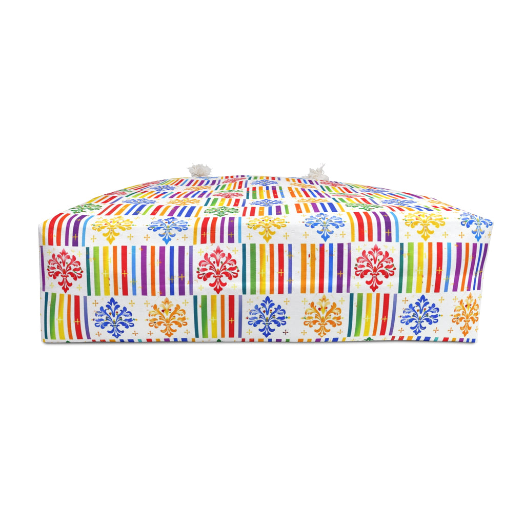 Colorful Striped Floral Weekender Bag – Large Travel Tote for Beach & Weekend Getaways