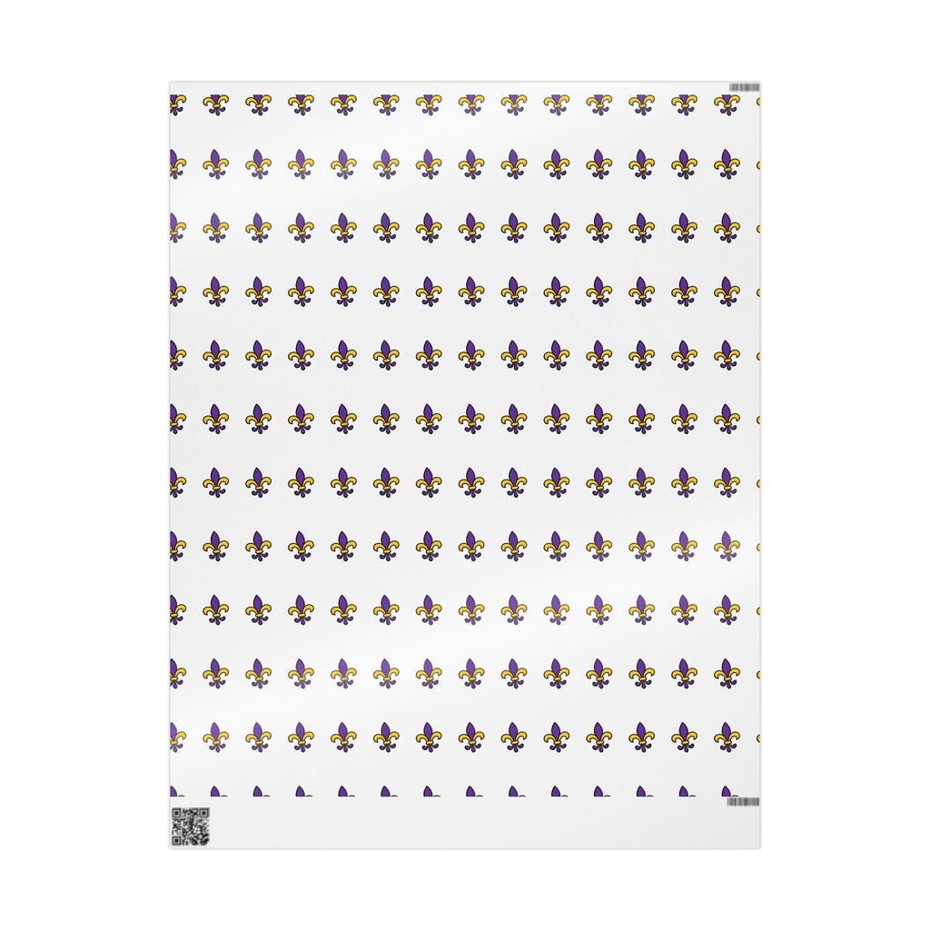 Fleur-de-lis Pattern Wrapping Paper — Purple & Gold Decorative Gift Wrap
