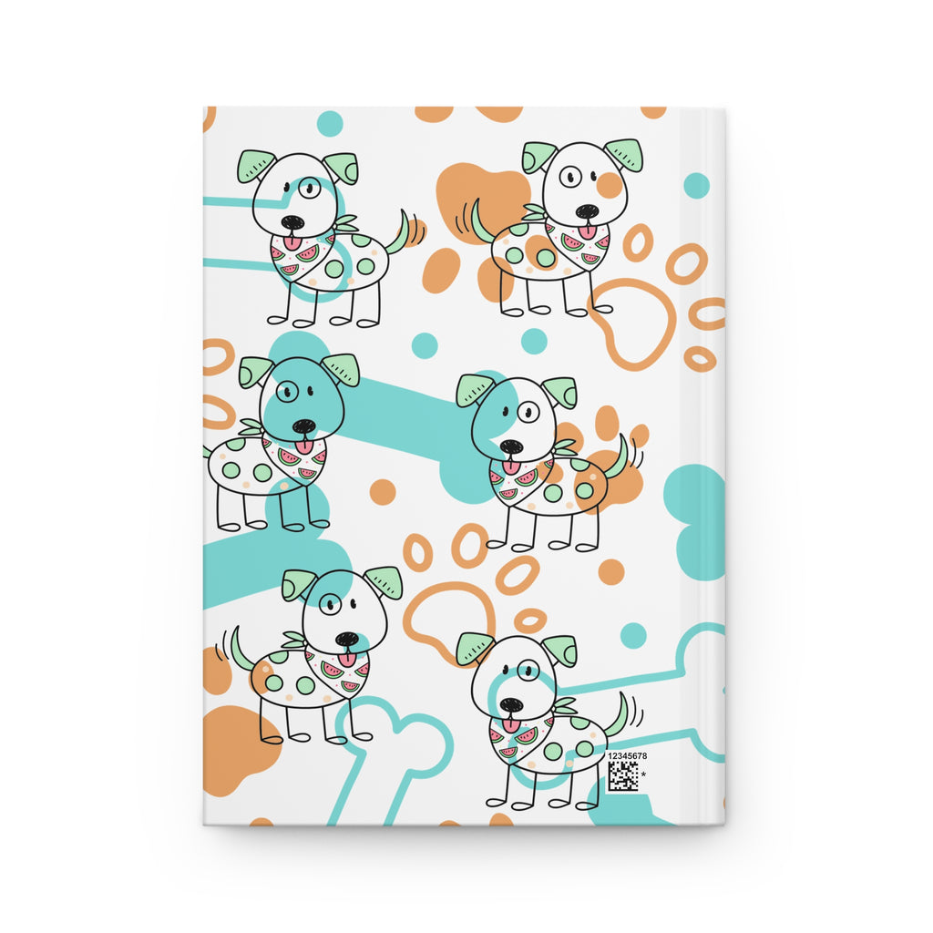 Cute Polka Dot Puppies Hardcover Journal — Dog Paw & Bone Notebook