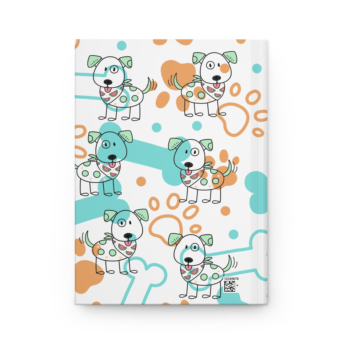 Cute Polka Dot Puppies Hardcover Journal — Dog Paw & Bone Notebook