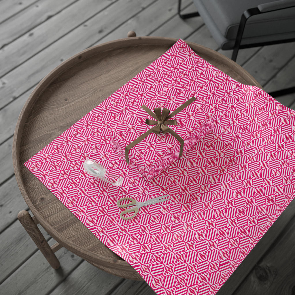 Hot Pink & White Geometric Wrapping Paper — Bold Modern Gift Wrap