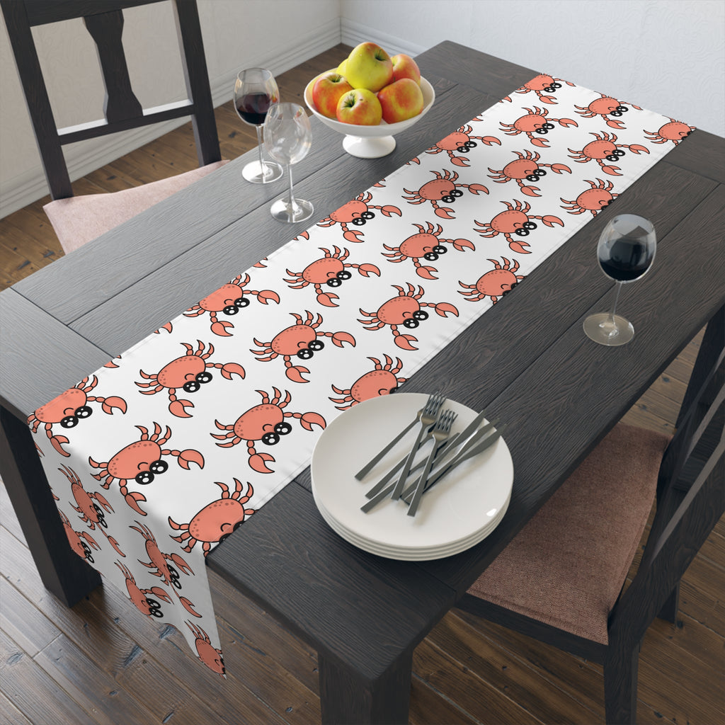 Crab Pattern Table Runner – Cute Coastal Beach Dining Decor
