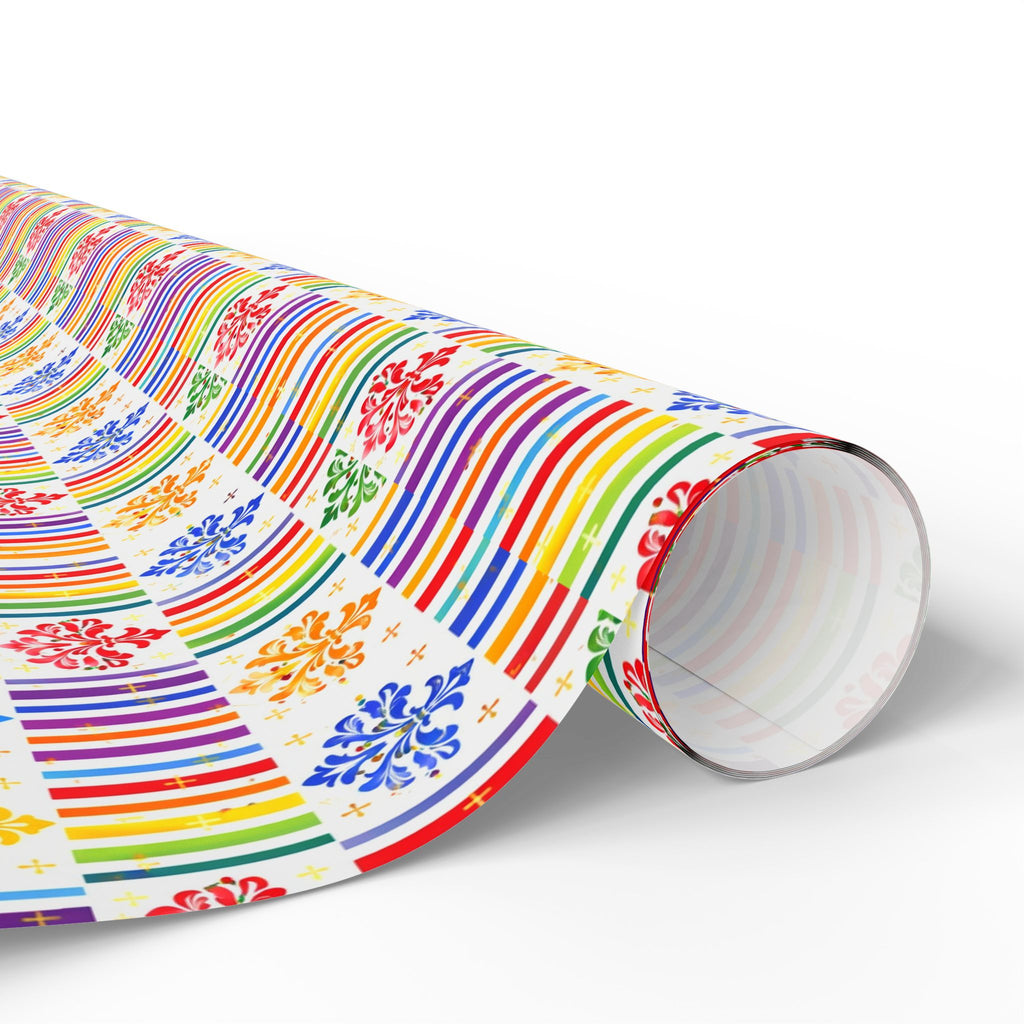 Rainbow Fleur-de-Lis Wrapping Paper — Floral Mardi Gras Gift Wrap