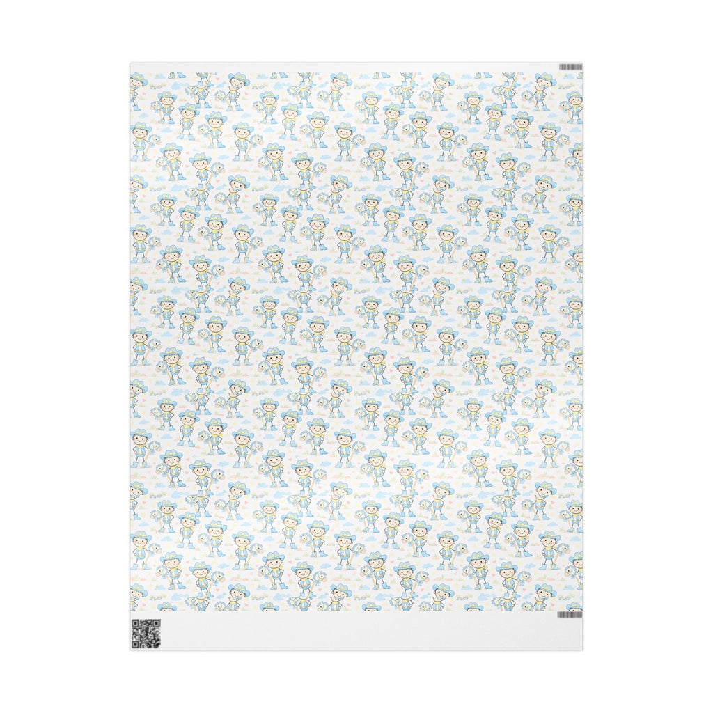 Cute Baby Shower Wrapping Paper – Blue Stork & Baby Pattern