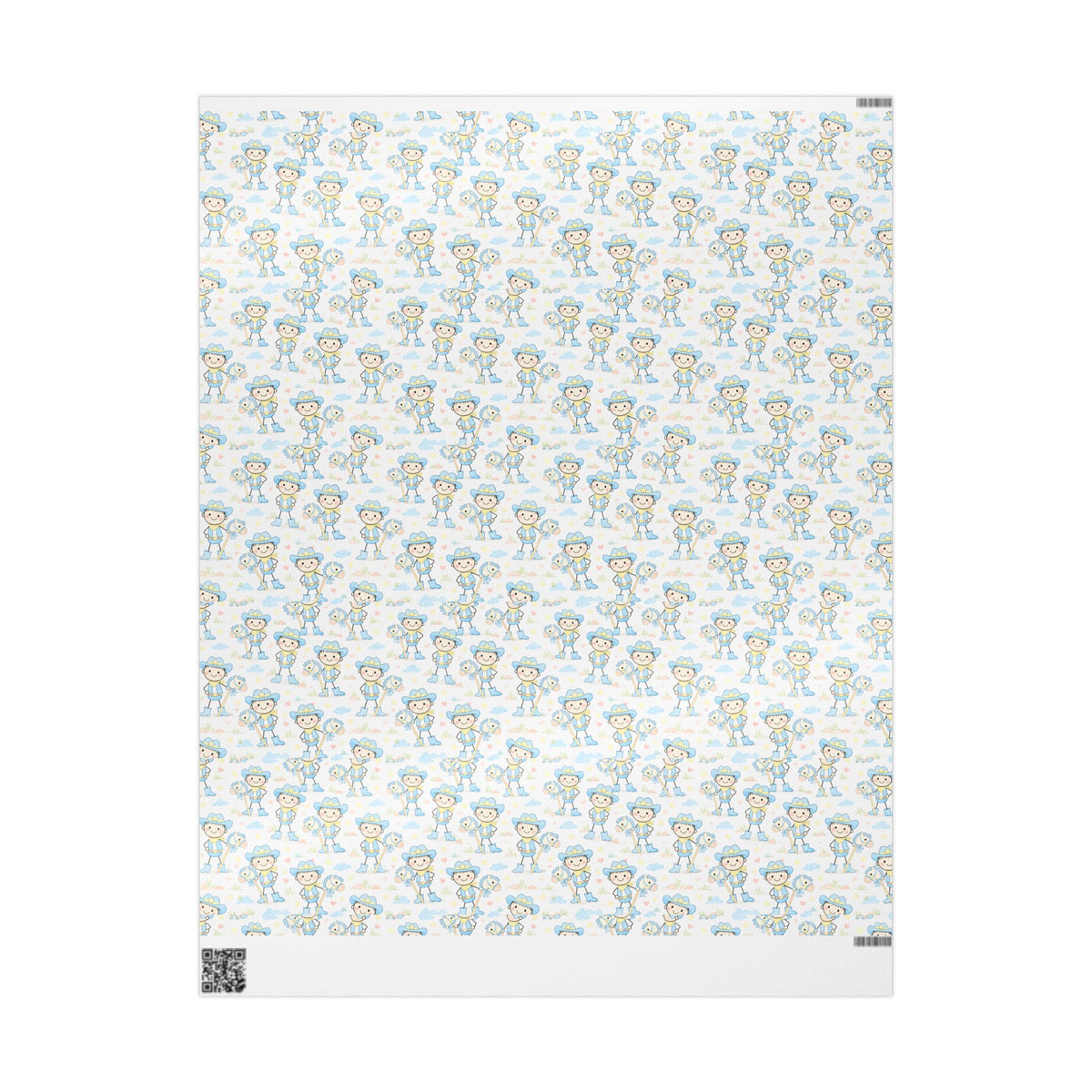 Cute Baby Shower Wrapping Paper – Blue Stork & Baby Pattern