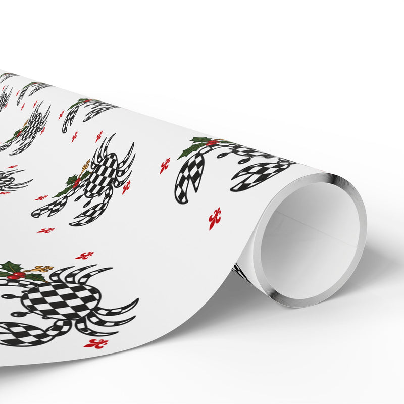 Cajun Christmas Checkered Crab Wrapping Paper-zoom-