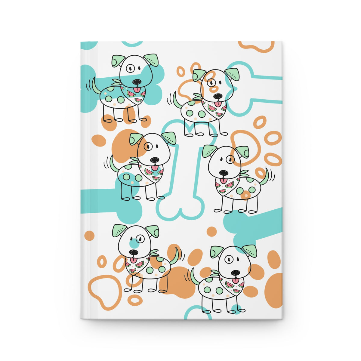 Cute Polka Dot Puppies Hardcover Journal — Dog Paw & Bone Notebook