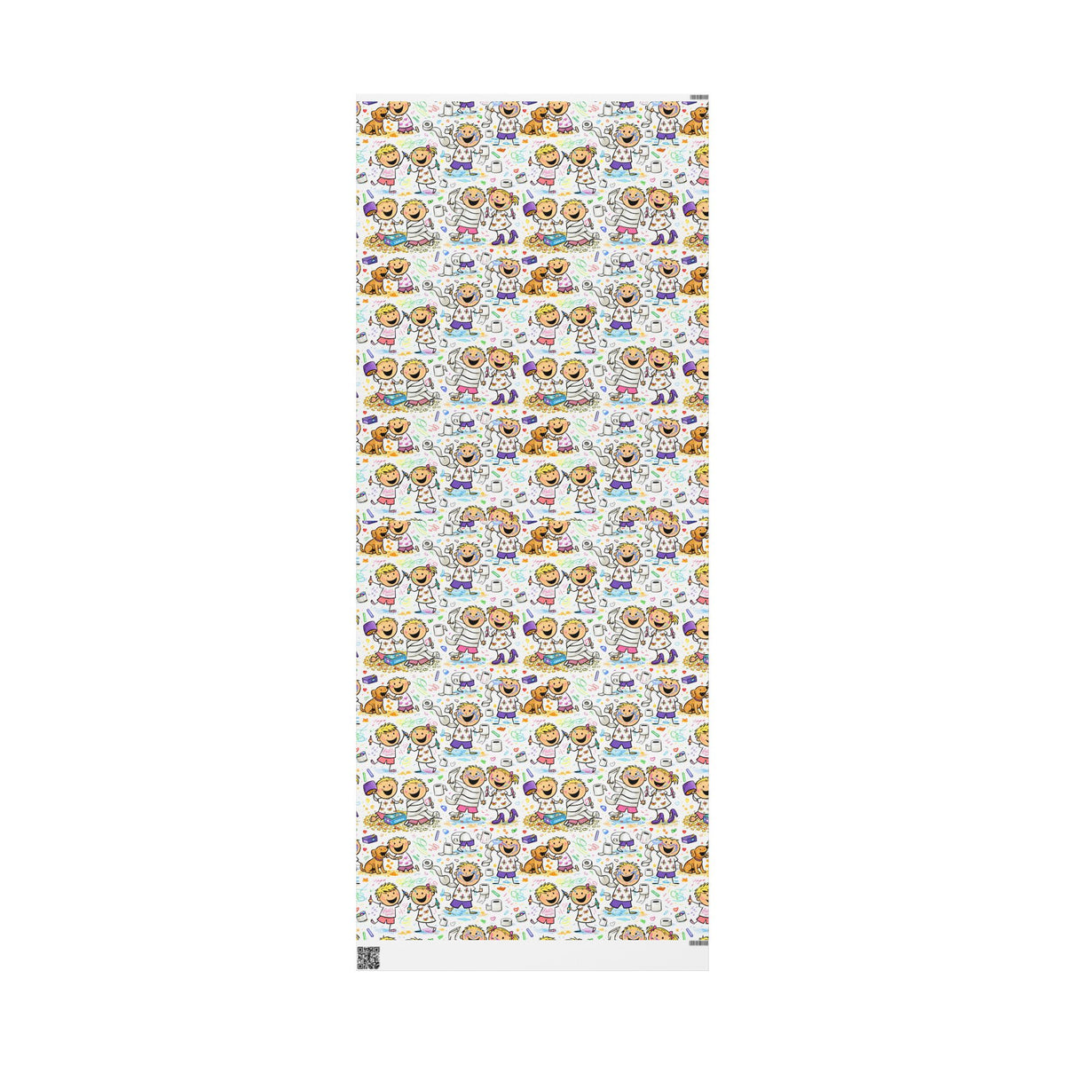 Wrapping Paper Roll — Colorful Kids Doodle Pattern, Fun Birthday & Party Gift Wrap