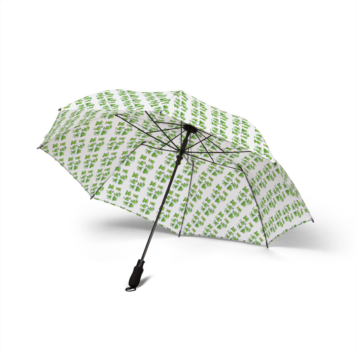 Foldable Umbrella — Rainy Day Frogs Pattern Compact Semi‑Automatic Rain Umbrella