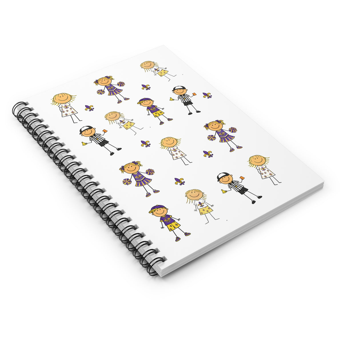 Kids Cheerleader Pattern Spiral Notebook — Cute Cheer Squad Ruled Journal