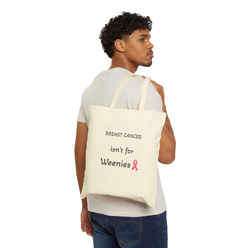 Breast Cancer Awareness Tote — "Breast Cancer Isn't for Weenies" Dachshund Canvas Bag