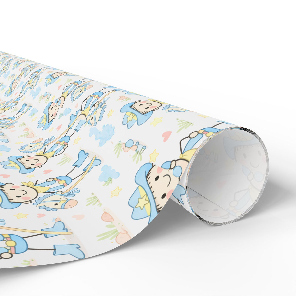 Cute Baby Shower Wrapping Paper – Blue Stork & Baby Pattern