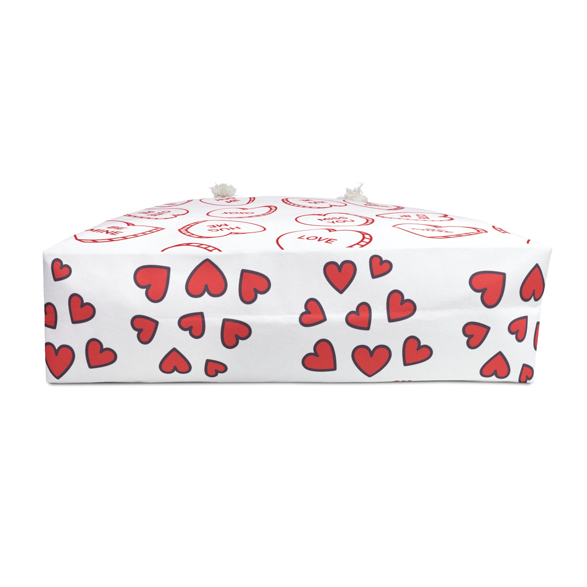 Valentine Conversation Hearts Weekender Bag — Cute Red Heart Candy Print