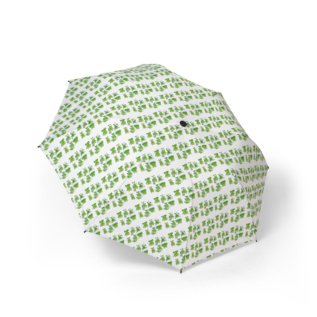 Foldable Umbrella — Rainy Day Frogs Pattern Compact Semi‑Automatic Rain Umbrella