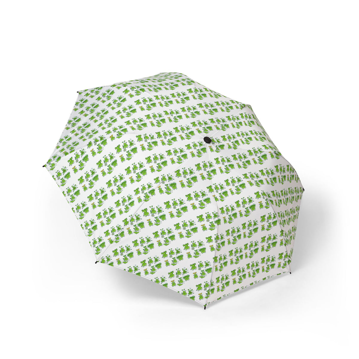 Foldable Umbrella — Rainy Day Frogs Pattern Compact Semi‑Automatic Rain Umbrella