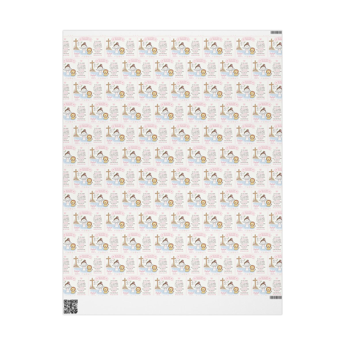 Little Lioness of Faith – Baby Girl Baptism Wrapping Paper-zoom-5