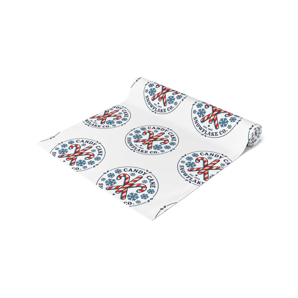Holiday Candy Cane Logo Table Runner - Festive Christmas Dining Decor
