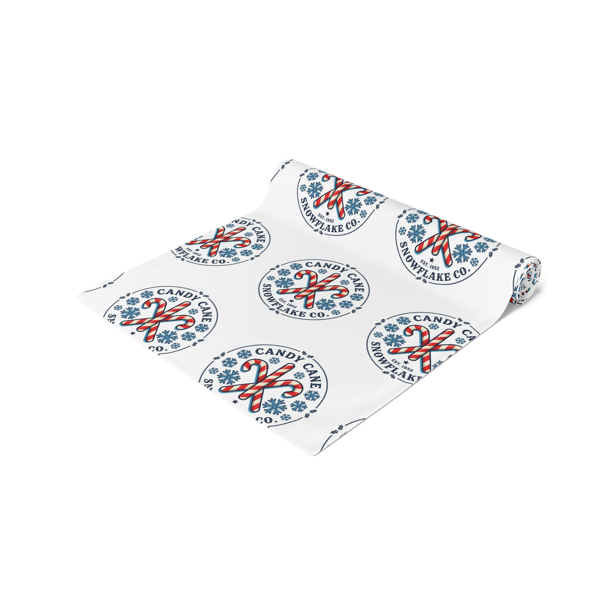 Holiday Candy Cane Logo Table Runner - Festive Christmas Dining Decor
