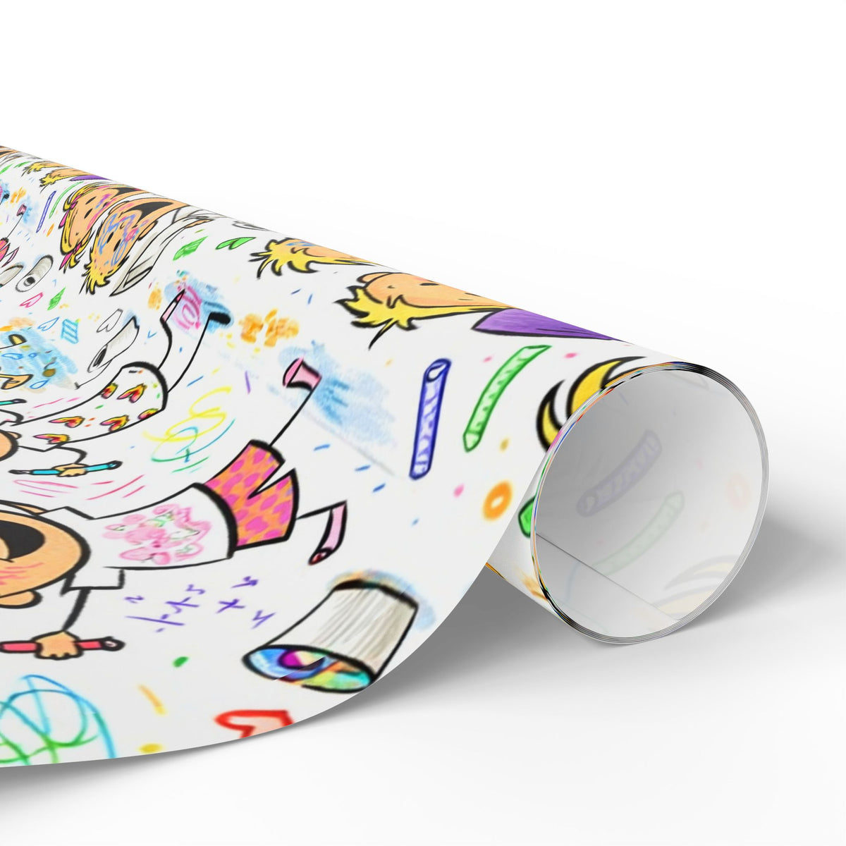 Wrapping Paper Roll — Colorful Kids Doodle Pattern, Fun Birthday & Party Gift Wrap