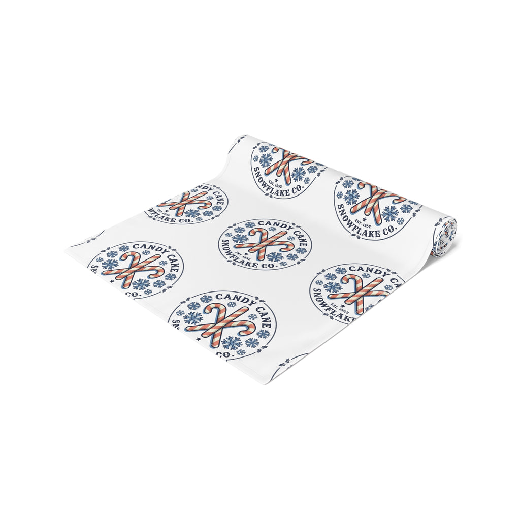 Holiday Candy Cane Logo Table Runner - Festive Christmas Dining Decor