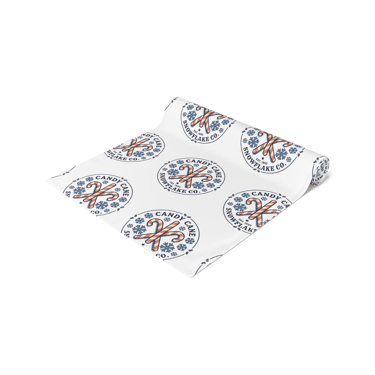 Holiday Candy Cane Logo Table Runner - Festive Christmas Dining Decor