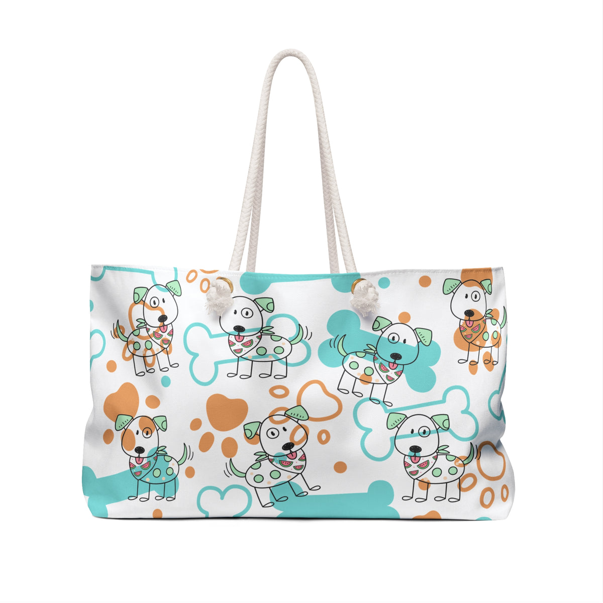 Cute Puppy Pattern Weekender Bag — Dog Bones & Paws Travel Tote