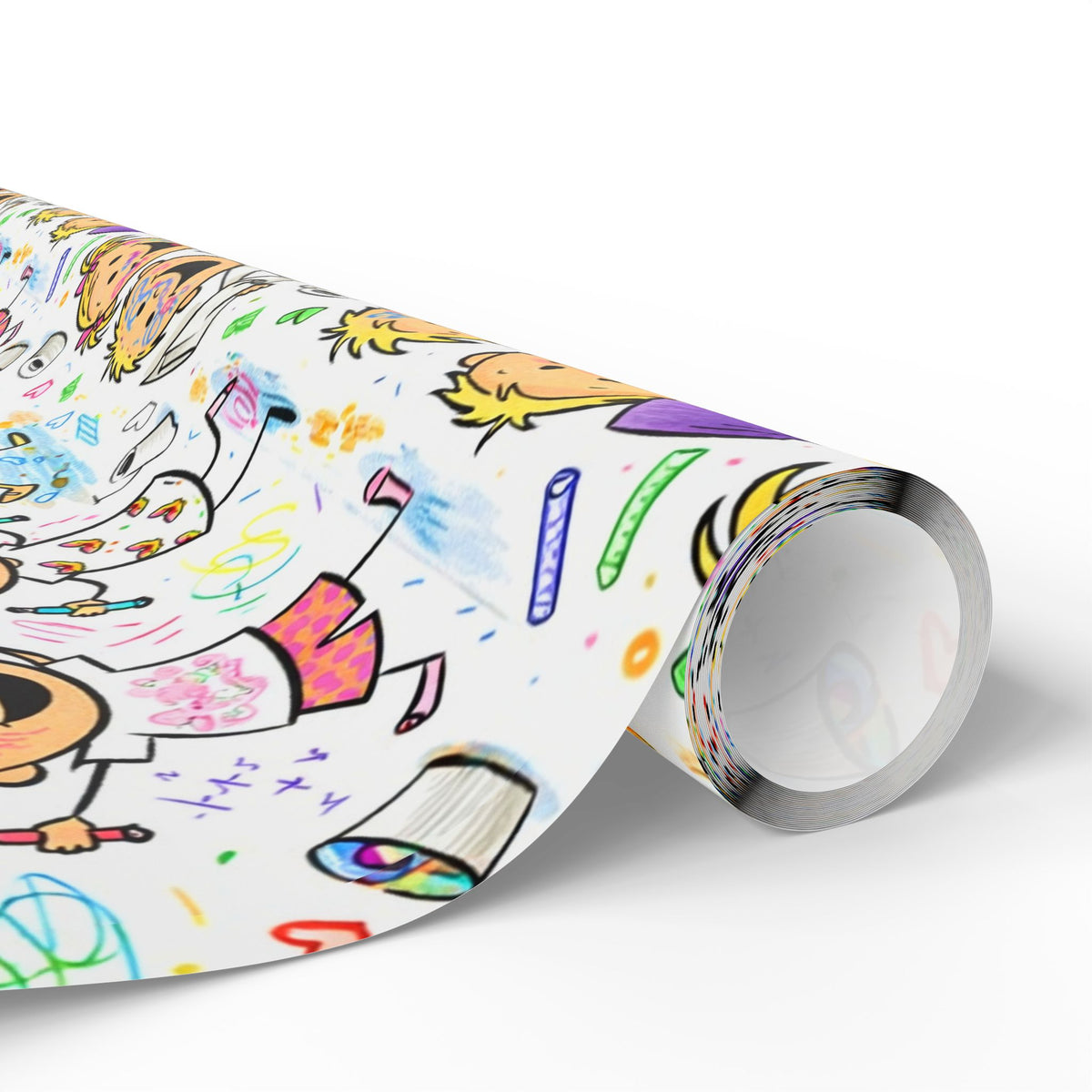 Wrapping Paper Roll — Colorful Kids Doodle Pattern, Fun Birthday & Party Gift Wrap