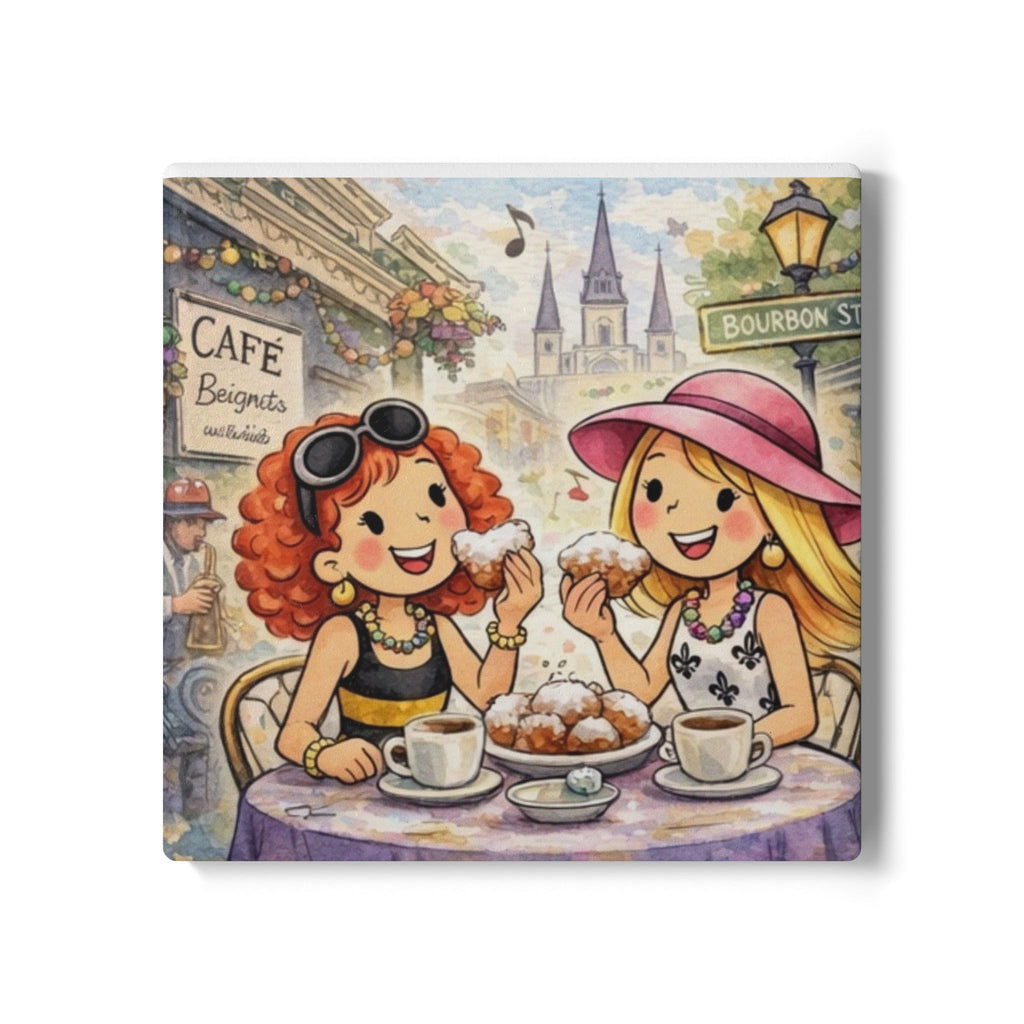 New Orleans "Beignet Café, and Friends"  Ceramic Coaster