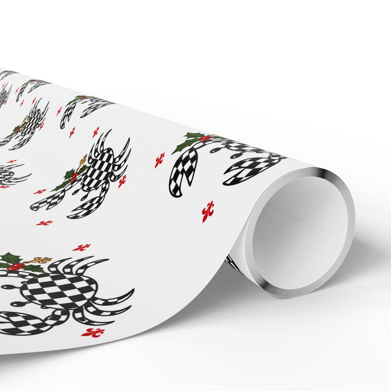 Cajun Christmas Checkered Crab Wrapping Paper-zoom-