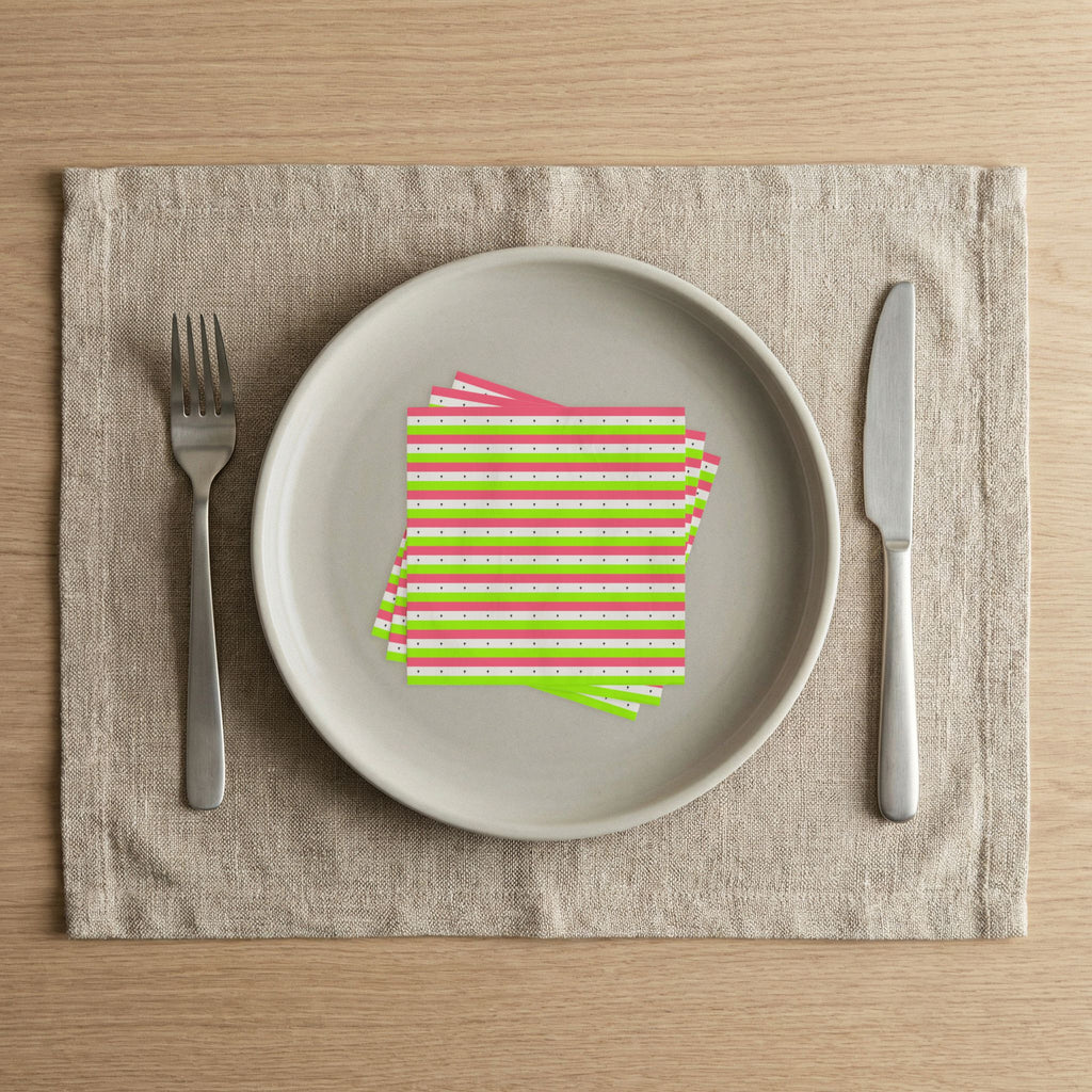 Striped Party Napkins — Pink, Lime & Polka Dot Cocktail Napkins