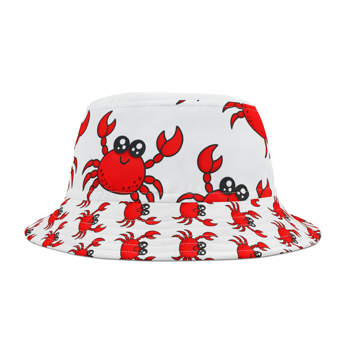 Cute Red Crab Pattern Bucket Hat — Fun Beach Sun Hat