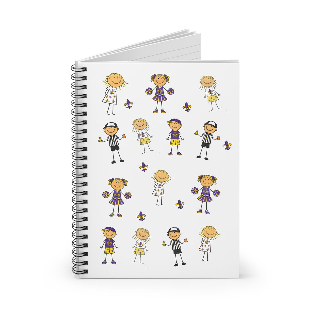 Kids Cheerleader Pattern Spiral Notebook — Cute Cheer Squad Ruled Journal