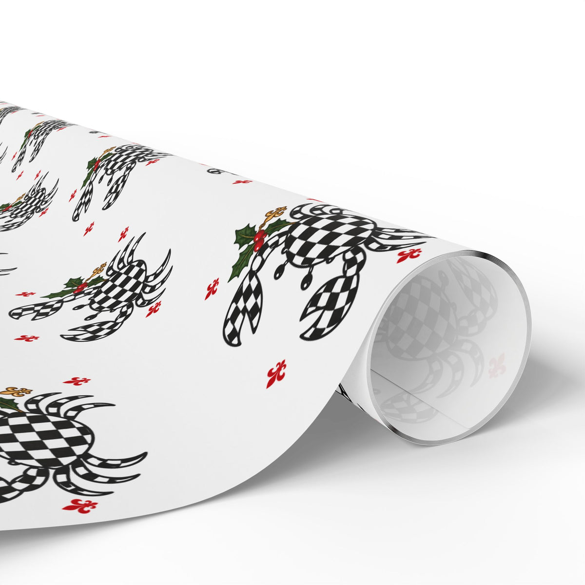 Cajun Christmas Checkered Crab Wrapping Paper-zoom-10