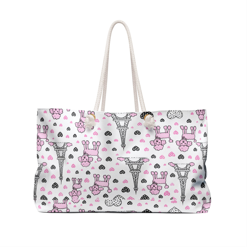 Paris Poodle Weekender Bag — Cute Pink Eiffel Tower Travel Tote