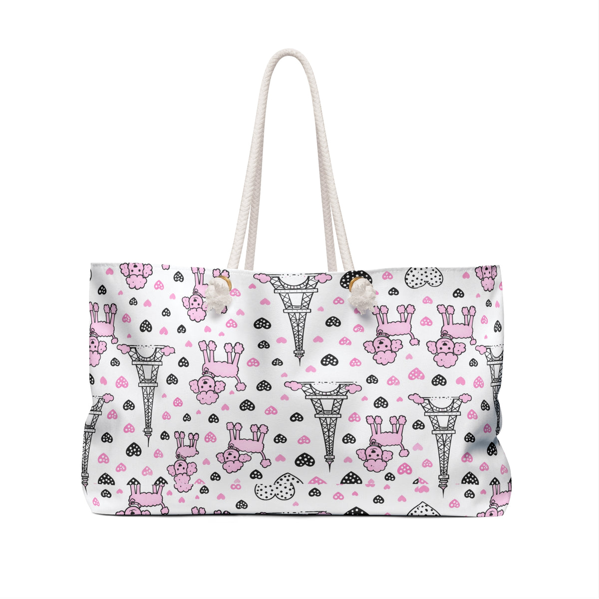 Paris Poodle Weekender Bag — Cute Pink Eiffel Tower Travel Tote