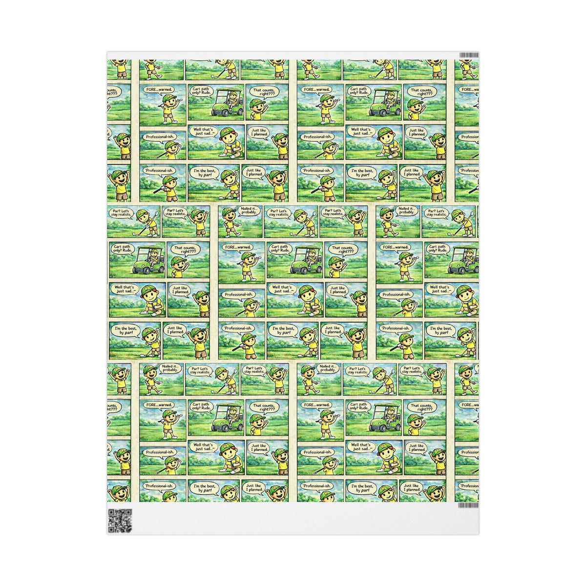 Comic Golf Wrapping Paper — Whimsical Kids Birthday Gift Wrap