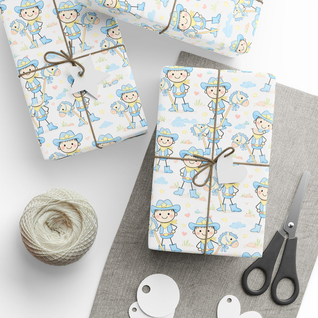 Cute Baby Shower Wrapping Paper – Blue Stork & Baby Pattern