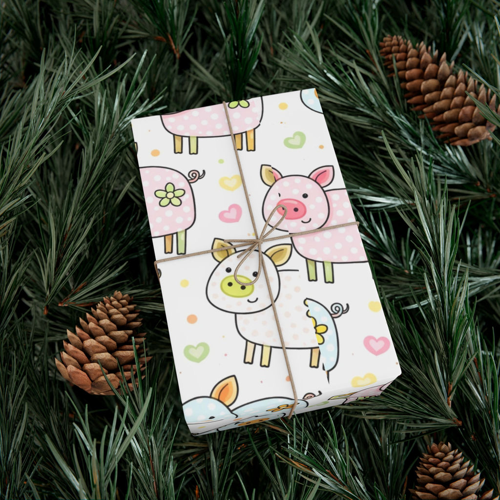 Pig Pattern Gift Wrap Paper – Cute Pastel Farm Animal Wrapping Roll