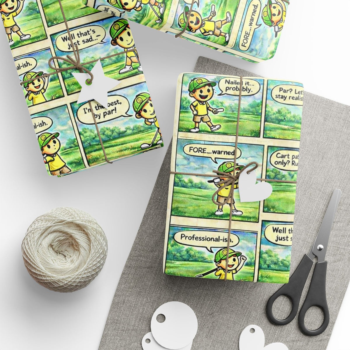 Comic Golf Wrapping Paper — Whimsical Kids Birthday Gift Wrap
